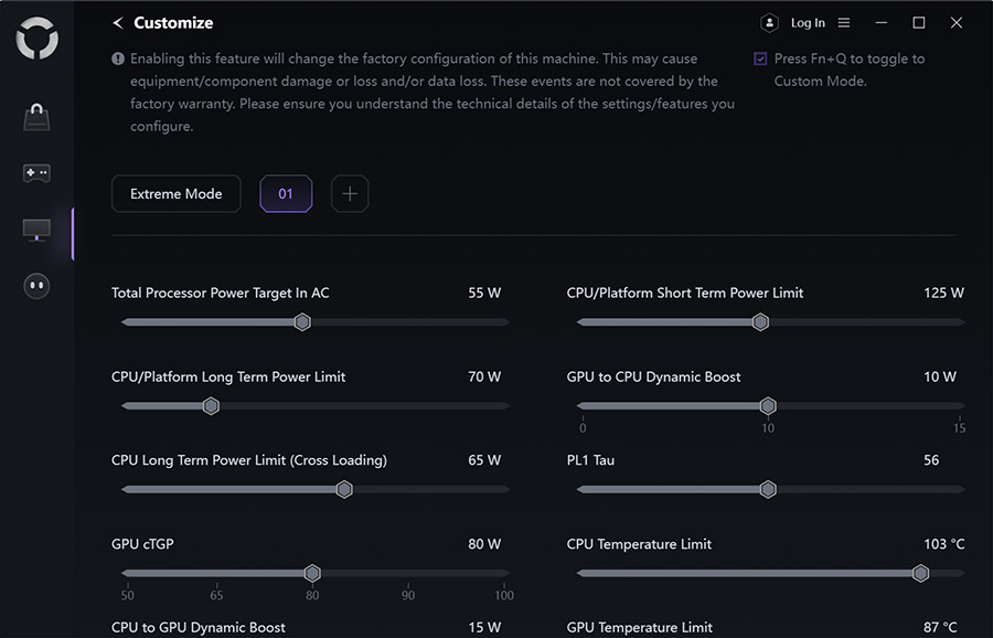 Lenovo Legion Pro 5i (2025) - Custom Mode